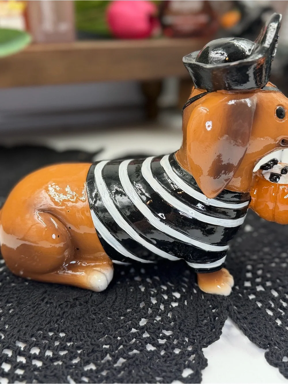 halloween dachshund dog pirate costume candy bucket figurine decor new